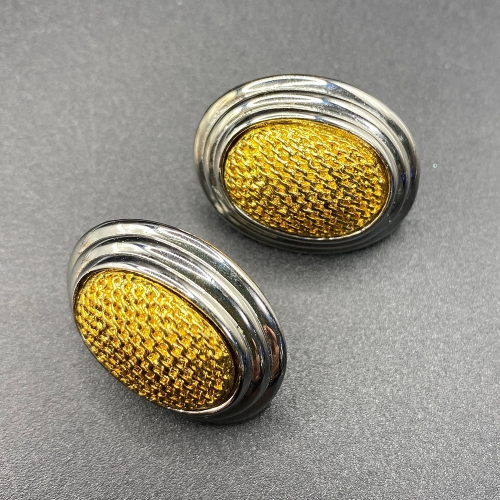 Vintage AVON Magnetic Convertible Two Tone Large Pierced Post Earrings